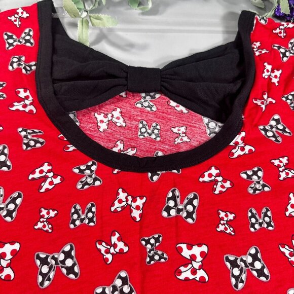 Disney Minnie Mouse Bows Blouse Top Open Back Bowknot Knit Shirt Polka Dot - Picture 3 of 10
